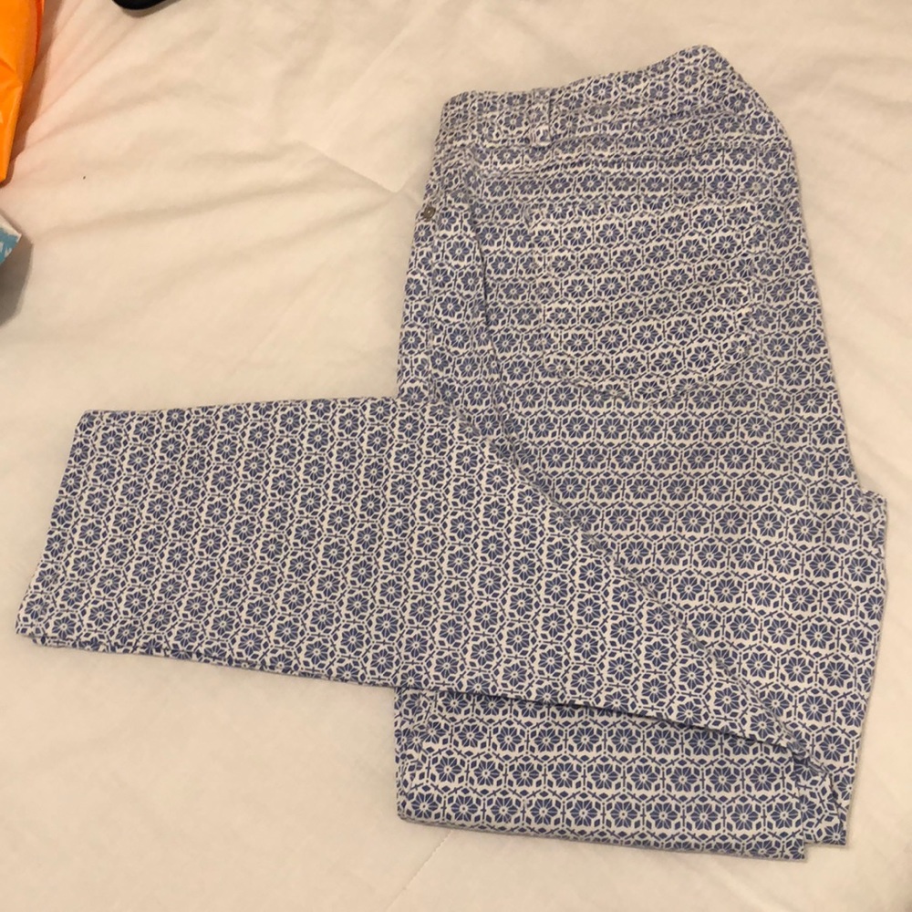 Kenar Blue Floral Ankle Pants